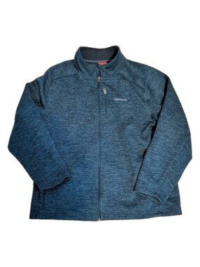 KARBON Full Zip Sweater Mens Fleece Jacket Blue Softshell Heathered Textured XXL